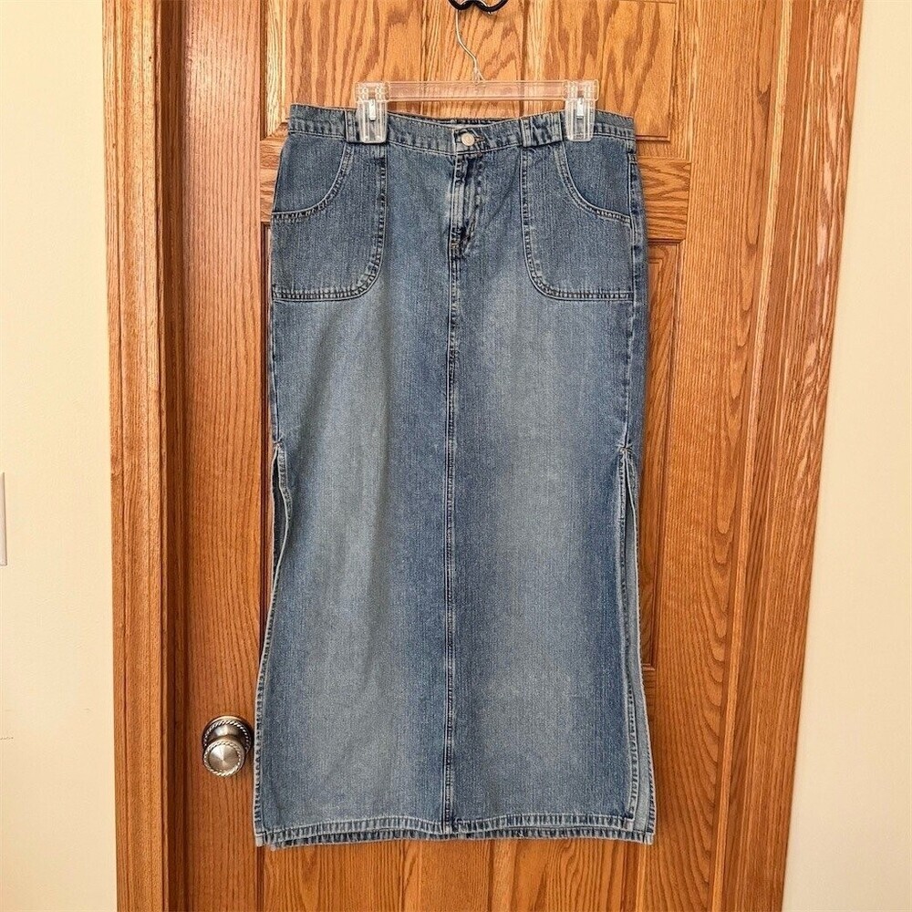 Paris Blues Skirt Womens Size Junior 13 Womens 10-12 Blue Denim Midi Straight